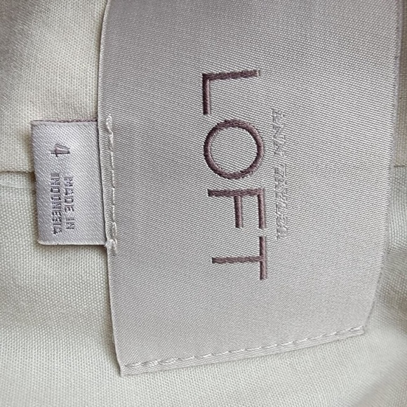 Women's Loft Beige Linen Single-Button Blazer with Pockets Classic Style - Picture 9 of 14